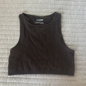Garage Women's Dark Brown Ribbed Crop Top